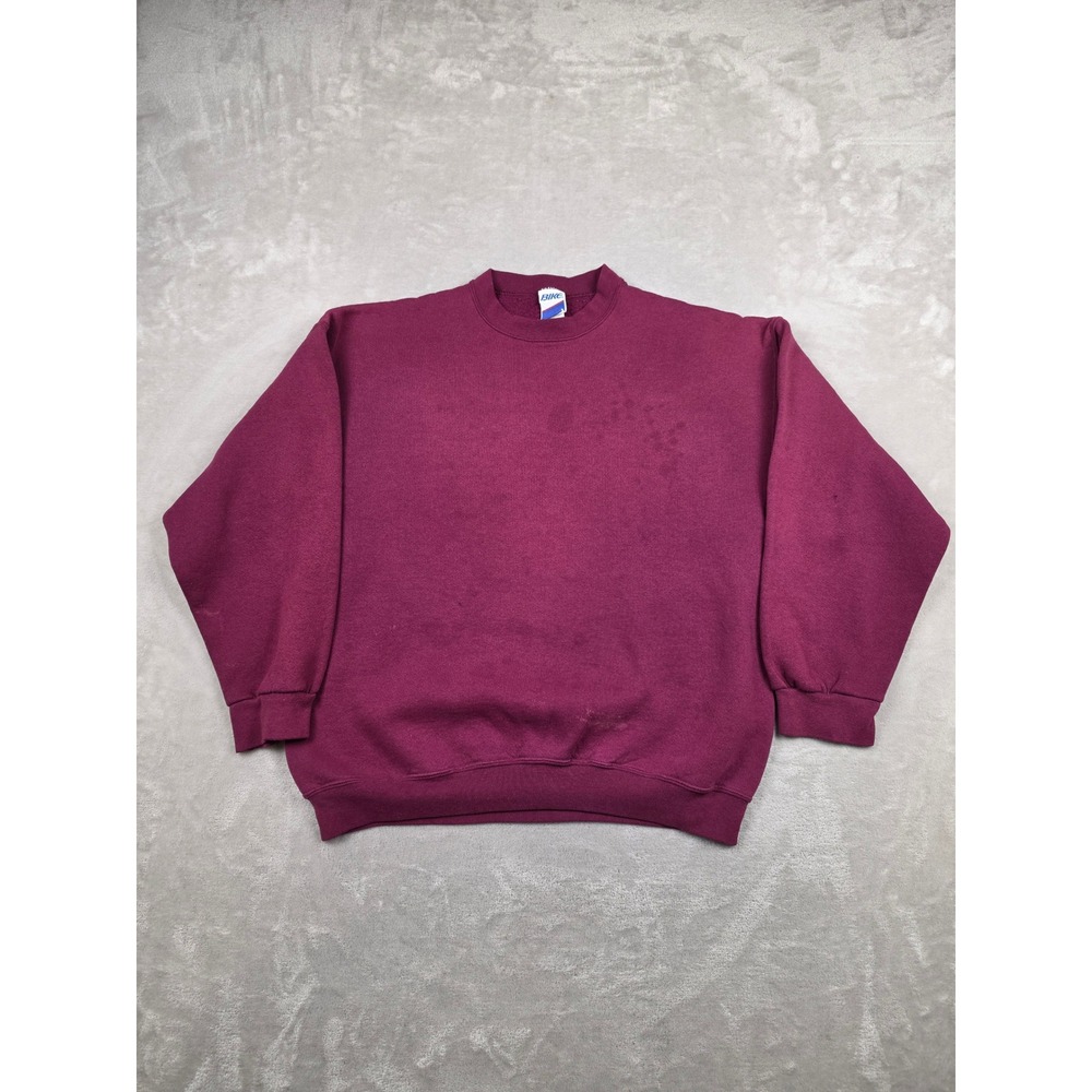 Vintage BIKE Sweatshirt Mens XL Burgundy Crewneck Blank Fleece Pullover *Read